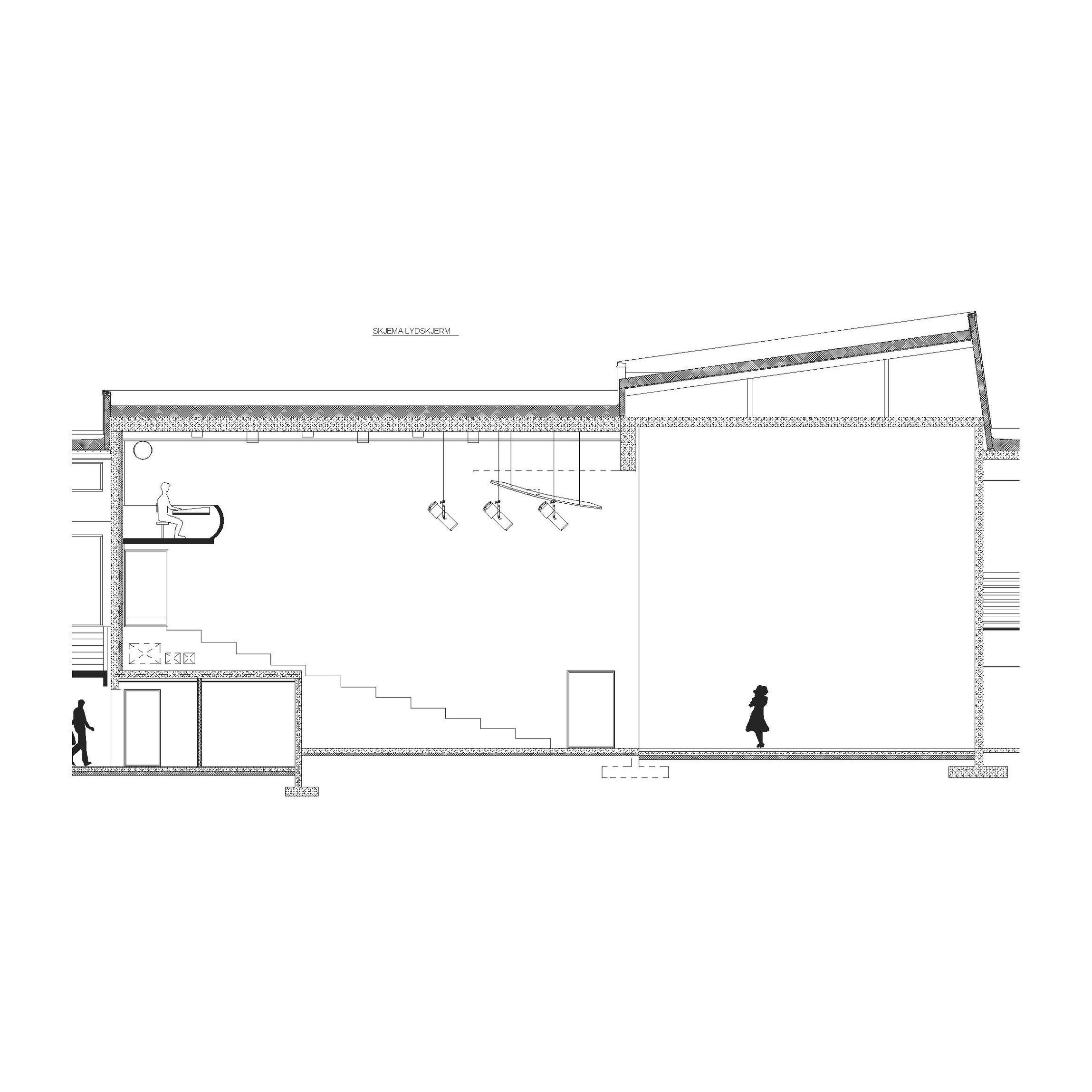 Tegning av snitt for Nordland teater