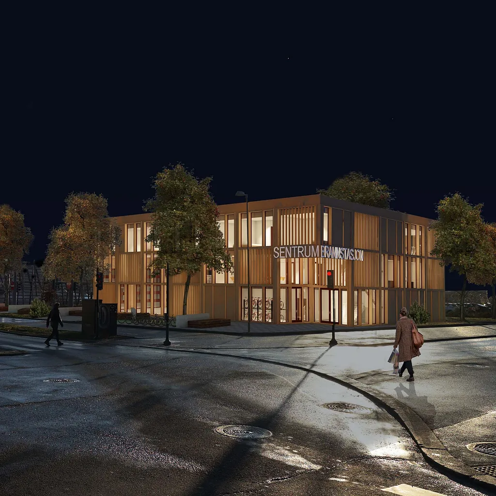  Illustrasjon av konkurranseforslag for brannstasjon sentrum i Oslo