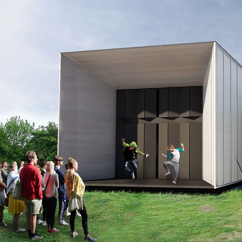 Illustrasjon av paviljong og black box på Nordland teater
