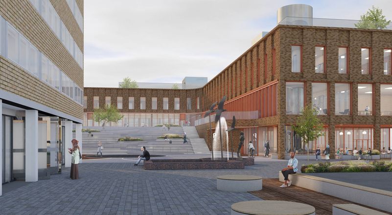 Illustrasjon for gårdsrommet på Etterstad videregående skole