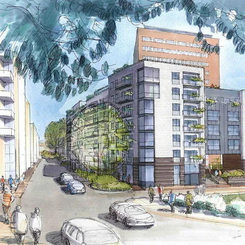Håndtegning av leilighetsprosjekt i Oslo